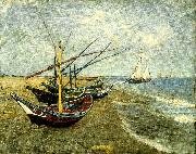 Vincent Van Gogh fiskear pa stranden vid saintes-mariesbat Spain oil painting artist